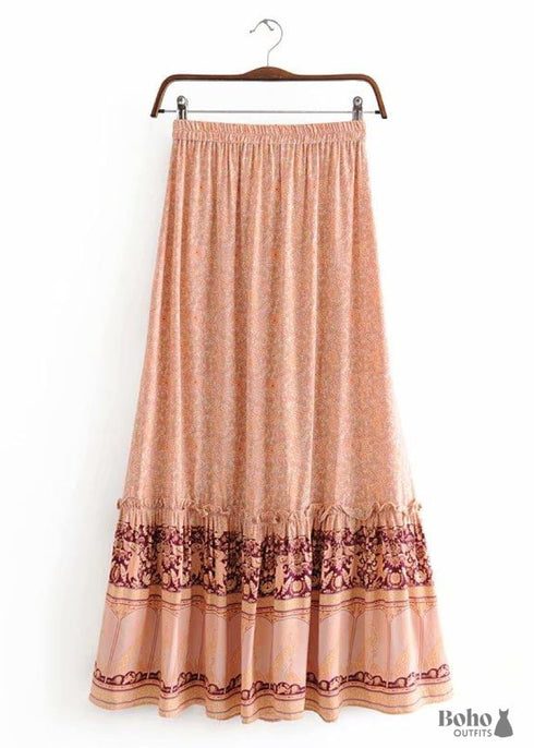 Boho Skirts in Pink Melon Pink Peacock For Women